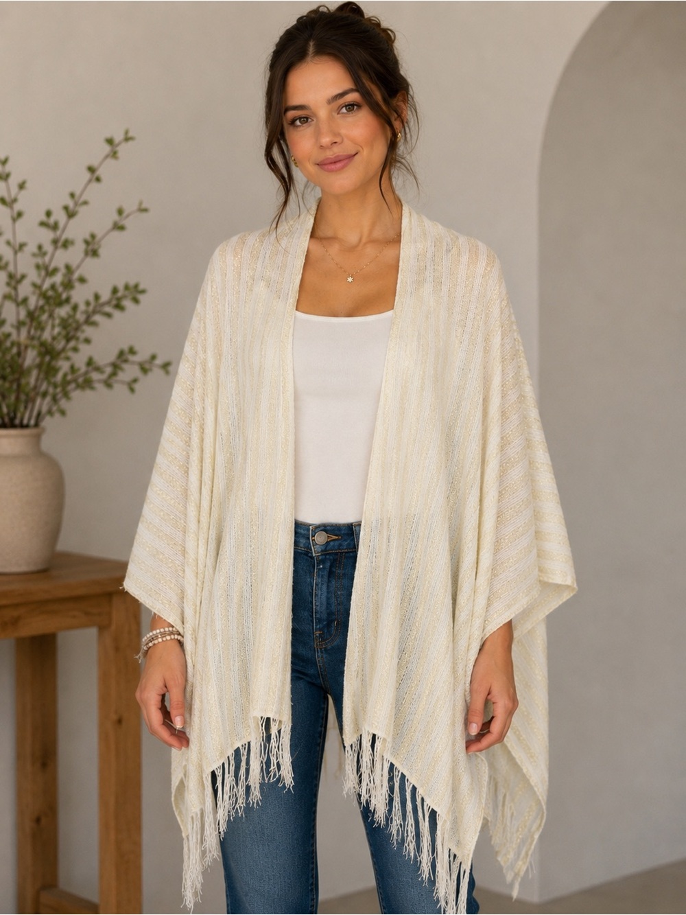 ✨4/$30 White and Gold Shawl